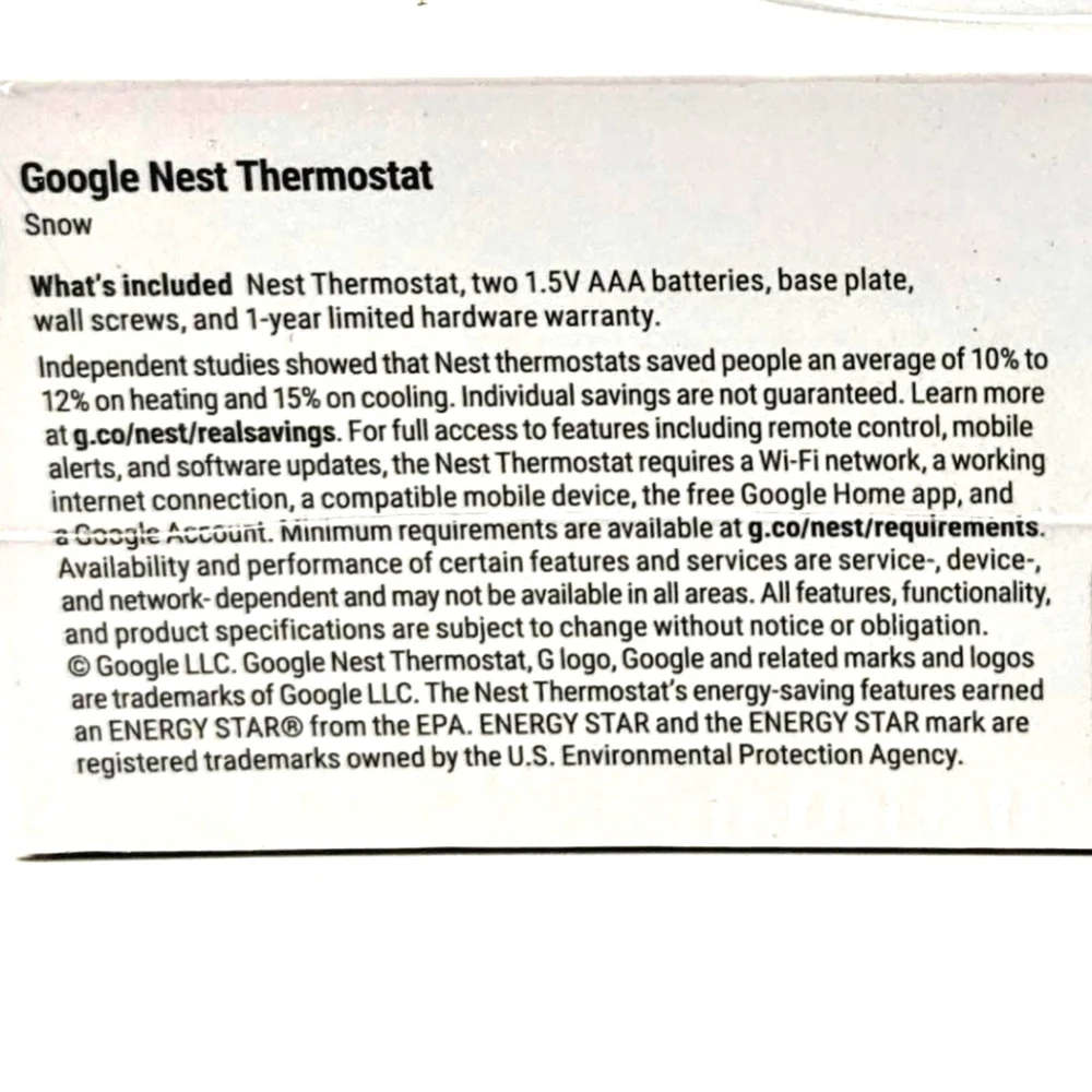 Opened Box Google Nest New Programmable Smart Thermostat for Home